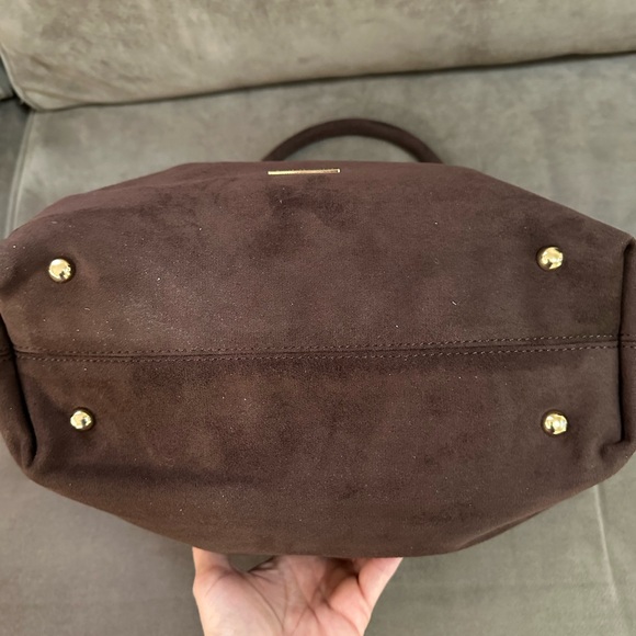 NWT Catherine Melandrino Brown Faux Suede Bag - Picture 6 of 11